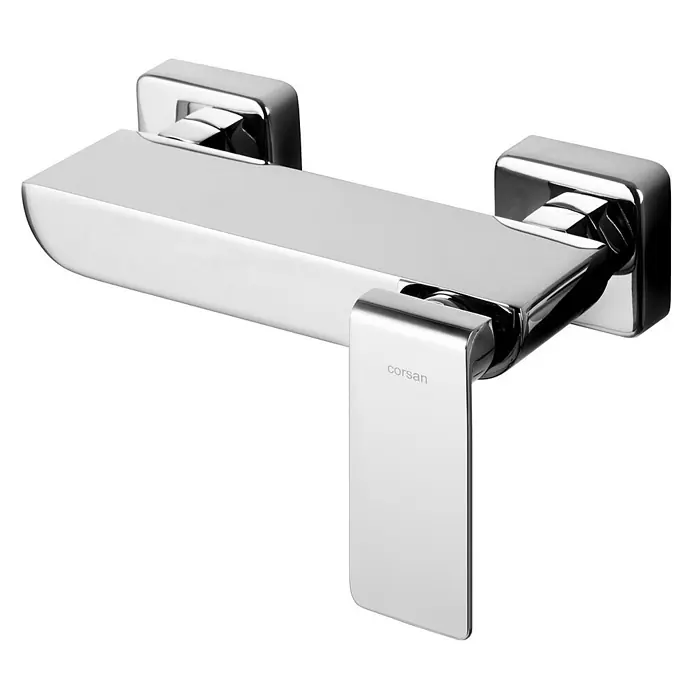 Brausearmatur Wasserhahn TRINO Brausebatterie für Badezimmer in Chrom -  - Moderner, verchromter Einhebel-Badmischerhahn zur Wandmontage.