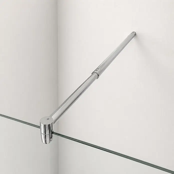 Onbath's Duschwand - B x H: 90 x 195 cm, Beschichtet, Chrom-Silber - Verstellbare, verchromte Duschwand-Stabilisierungsstange für Glas, an Wand befestigt.