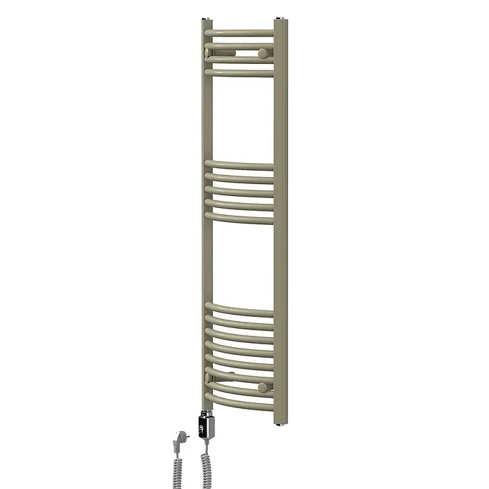 LuxeBath Badheizkörper Sahara Elektrisch 400x1200 mm -  - Taupefarbener elektrischer Handtuchwärmer im Leiterstil mit Stromkabel und Stecker.