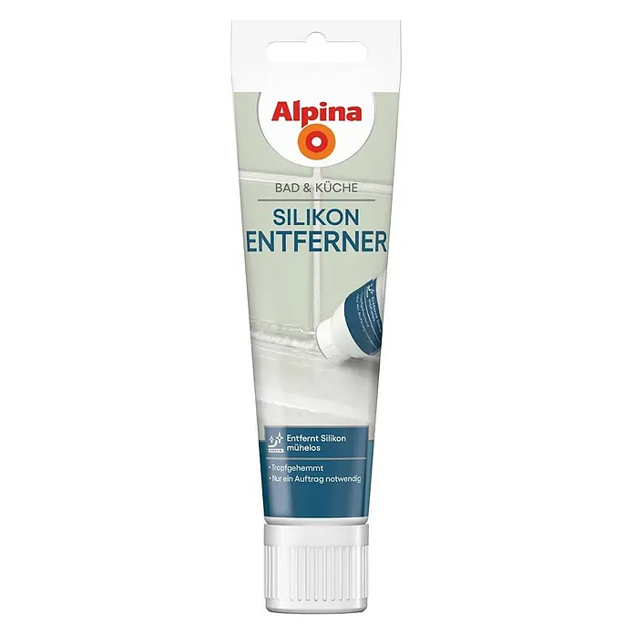 Alpina Sanitär-Silikon Silikonentferner Schwammtube Bad & Küche -  - Weiße Alpina Silikonentferner-Tube für Bad und Küche, mit tropfgehemmter Formel für mühelose Anwendung.
