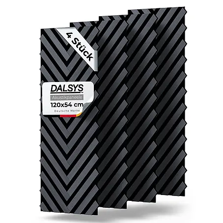 Dalsys  Akustikpaneel 4x 120 x 54cm V-Muster Eiche Schwarz