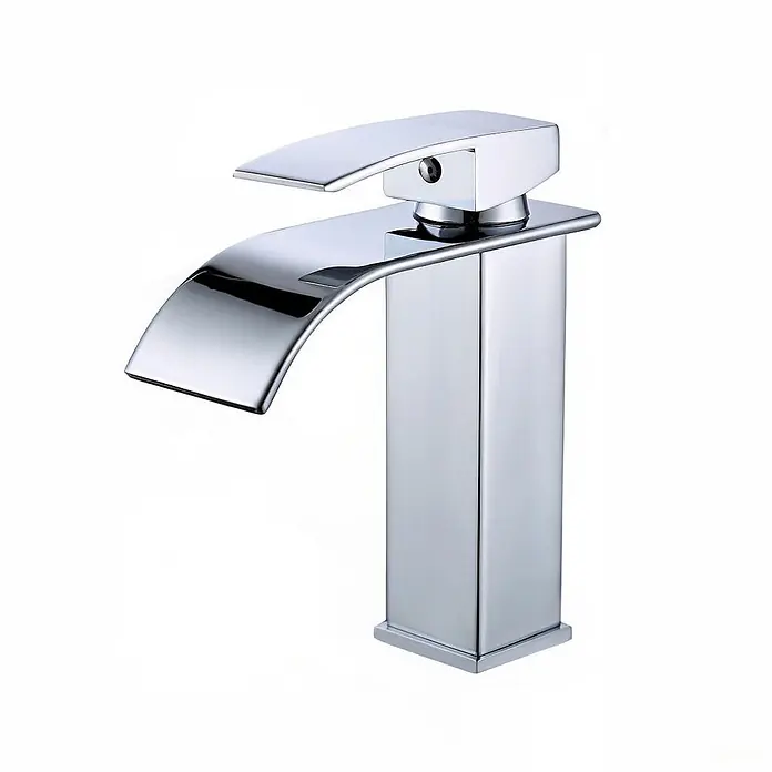 SONNENH Waschtischarmatur - Chrom - Moderner Einhebel-Wasserfall-Waschtischmischer aus poliertem Chrom.