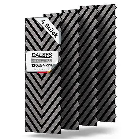 Dalsys  Akustikpaneel 4x 120 x 54cm V-Muster Grau