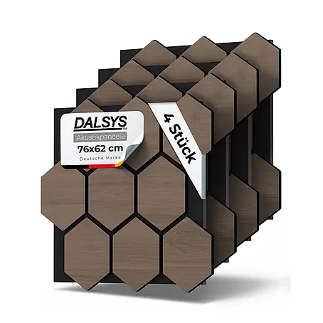 Dalsys  Akustikpaneel 4x 76 x 62cm Hexagon Walnuss