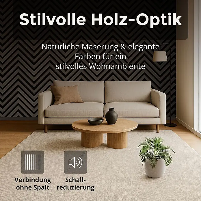 Dalsys Akustikpaneel 4x 120 x 54cm V-Muster Walnuss - Braun - Stilvolle Holzoptik-Wandpaneele mit natürlicher Maserung und Schalldämmung, die ein elegantes Wohnambiente schaffen.