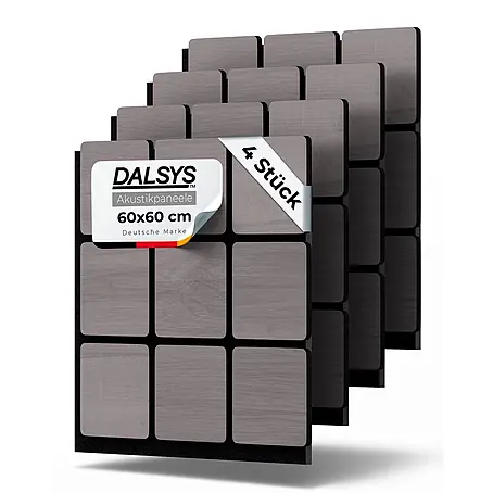 Dalsys  Akustikpaneel 4x 60 x 60cm Quadrat Grau