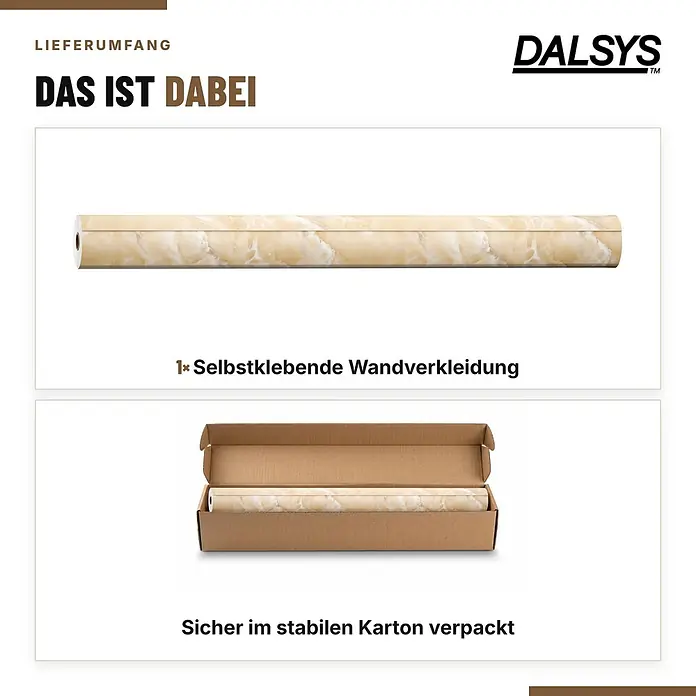 Dalsys Wandverkleidung Selbstklebend 3m Rolle x 120cm Zitronengelb PVC -  - Marmorierte selbstklebende Wandverkleidung auf Rolle, unverpackt und sicher im braunen Karton.