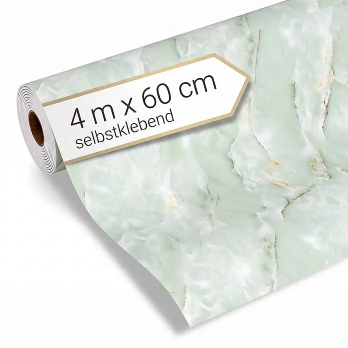 Dalsys Wandpaneel - 4.000 x 600 mm - Rolle selbstklebende Folie in grüner Marmoroptik, 4 m x 60 cm.