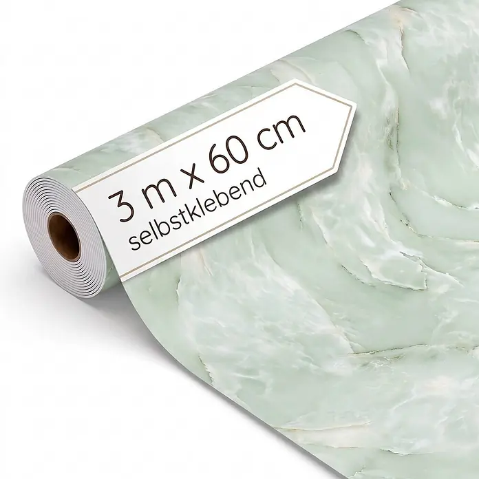 Dalsys Wandpaneel - 3.000 x 600 mm - Hellgrüne Marmor-Selbstklebefolienrolle, 3 m x 60 cm.