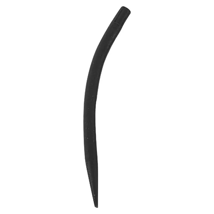 Westline Carp Anti Tangle Sleeve - Länge: 40 mm - Nahaufnahme einer gebogenen, spitzen Ahle aus dunklem Material, die sich ideal für Lederarbeiten und präzise Handarbeiten eignet.