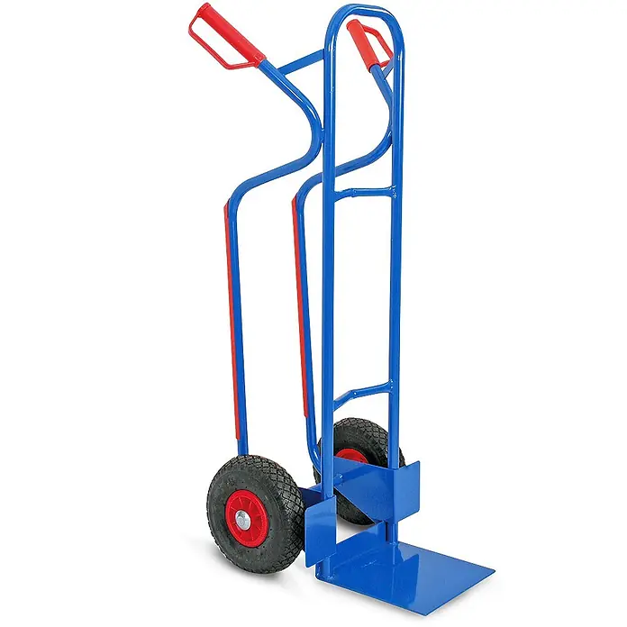 BRB Sackkarre - Stahl - Blauer und roter Schwerlast-Sackkarren mit Luftreifen zum Transport schwerer Gegenstände.