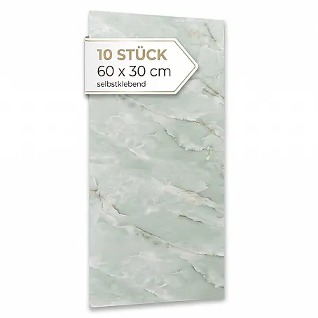 Dalsys 10x Wandverkleidung Selbstklebend 60x30cm Salbeigrün PVC