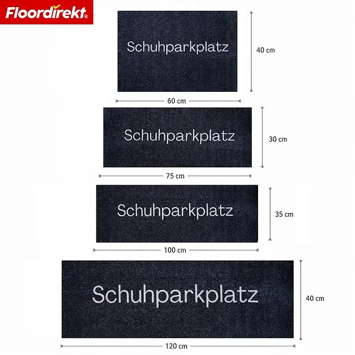 Floordirekt Fußmatte - 40 x 120 cm, Anthrazit, Material Nutzschicht: Polyamid - Dunkelgraue "Schuhparkplatz" Fußmatten in verschiedenen Größen, mit Maßen dargestellt.