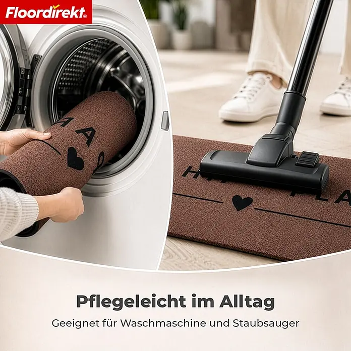 Floordirekt Fußmatte - 35 x 100 cm, Braun, Material Nutzschicht: Polyamid - Braune Fußmatte wird in Waschmaschine gelegt und gesaugt, betont die pflegeleichten und waschbaren Eigenschaften.