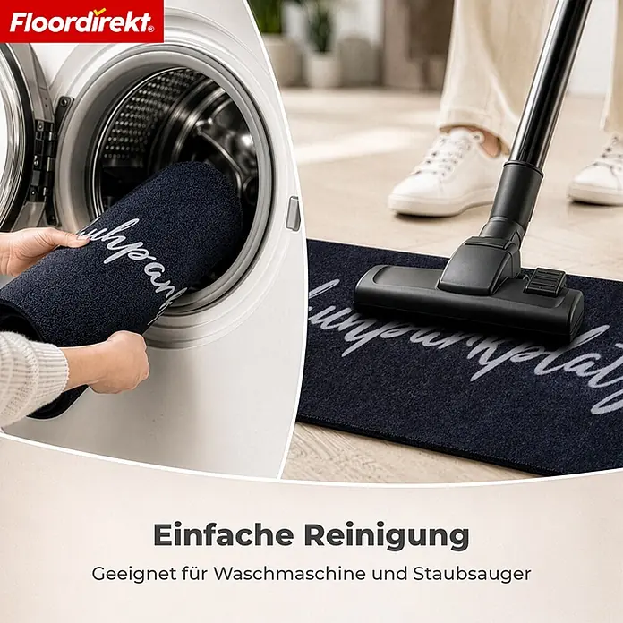 Floordirekt Fußmatte - 40 x 60 cm, Anthrazit, Material Nutzschicht: Polyamid - Dunkelblaue, waschbare Fußmatte, die in der Waschmaschine und mit dem Staubsauger gereinigt wird.