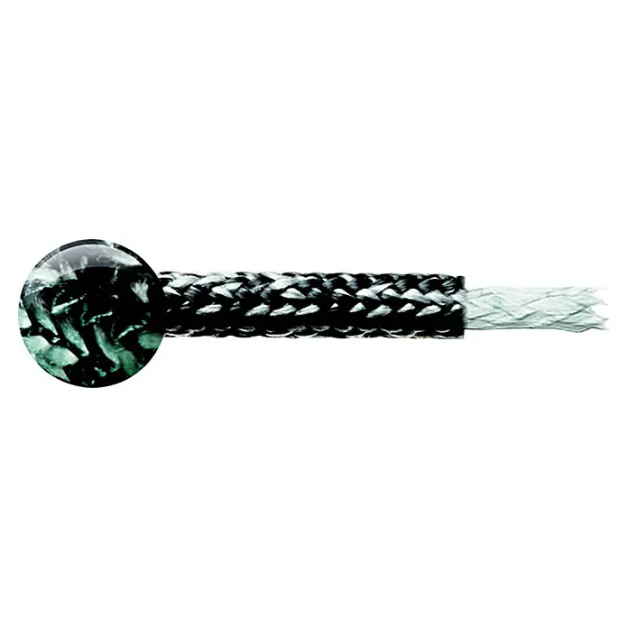Robline Cabo a metros Admiral 3000 - Diámetro: 10 mm, Poliéster, Negro/Antracita - Primer plano de una cuerda trenzada con una vista detallada ampliada. Esta robusta cuerda es ideal para aplicaciones exigentes.