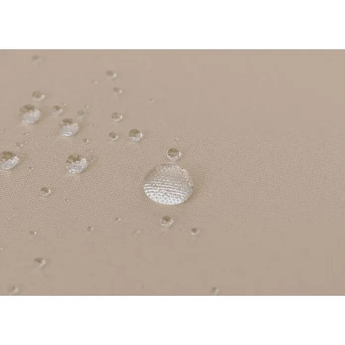 Mendler 2x Gartenstuhl HWC-O12 Rückenpolster - creme, Bezug creme -  - Wassertropfen perlen auf hellem, wasserdichtem Stoff.