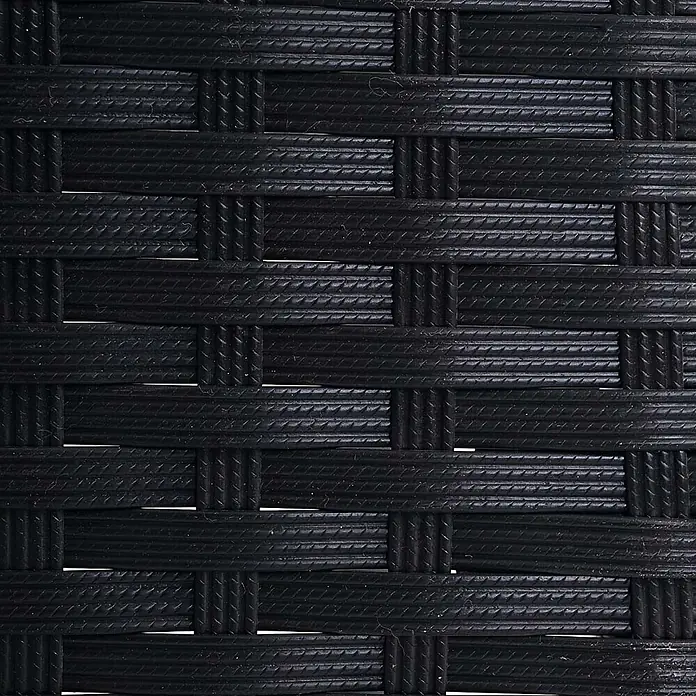 Mendler Gartenstuhl-Set - 2 Stk., Polyrattan, Anthrazit, B x T x H: 59 x 60 x 83 cm - Nahaufnahme von schwarzem, strukturiertem Flechtmaterial, ähnlich synthetischem Rattan.