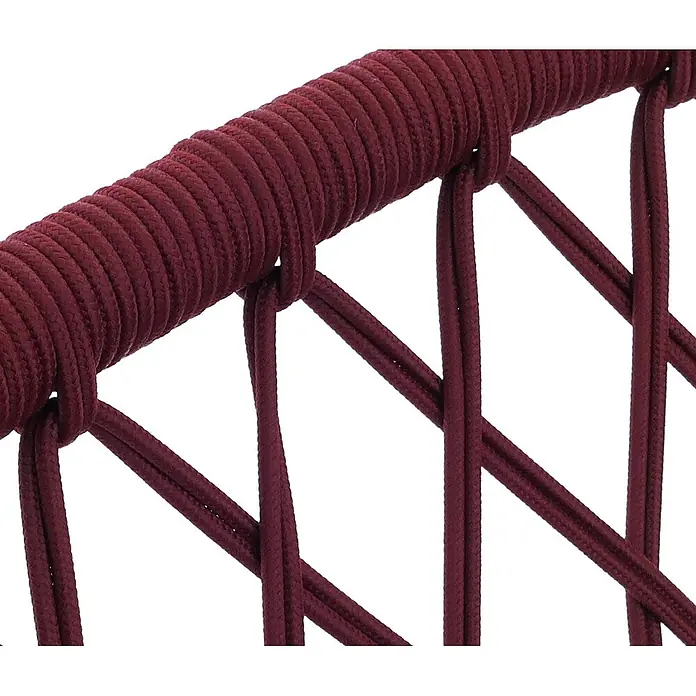 Mendler 2er-Set Gartenstuhl HWC-Q38 - Gestell hellgrau, Polster Bordeaux -  - Bordeauxrote geflochtene Seilkonstruktion, Teil eines Möbelstücks, mit verflochtenen Kordeln.