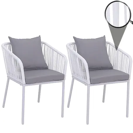 Mendler 2er-Set Gartenstuhl HWC-N41 - hellgrau, Kissen hellgrau