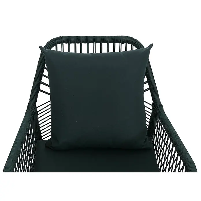 Mendler 2x Gartenstuhl HWC-O12 Rückenpolster - grün, Bezug grün -  - Dunkelgrüner geflochtener Outdoor-Sessel mit passendem Sitz- und Rückenkissen.