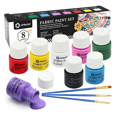 Artecho  Textilmalfarben-Set mit 3 Pinseln
