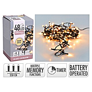 LED-Lichterkette (Innen, Lichtfarbe: Warmweiß, Anzahl Leuchtmittel: 48 Stk., Batteriebetrieben)