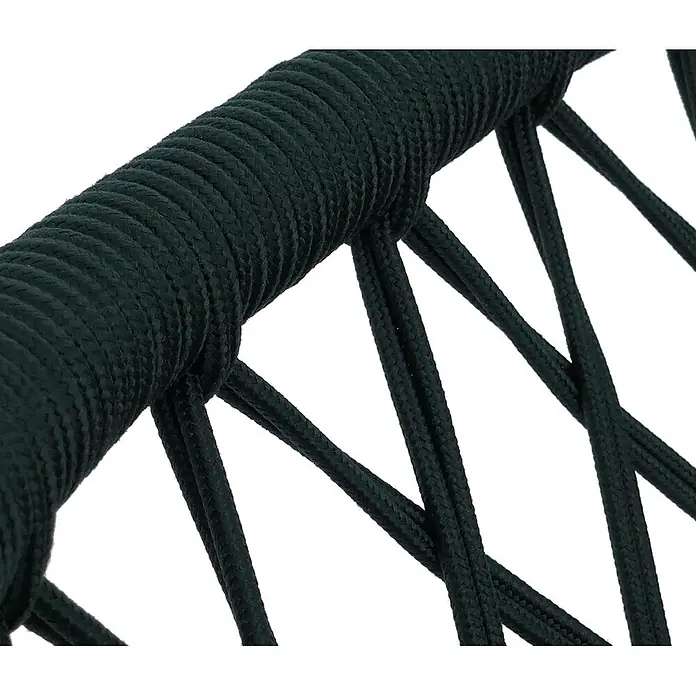 Mendler 2er-Set Gartenstuhl HWC-Q38 - Gestell schwarz, Polster grün -  - Dunkelgrünes geflochtenes Seildetail, Teil eines Stuhls oder einer Hängematte.
