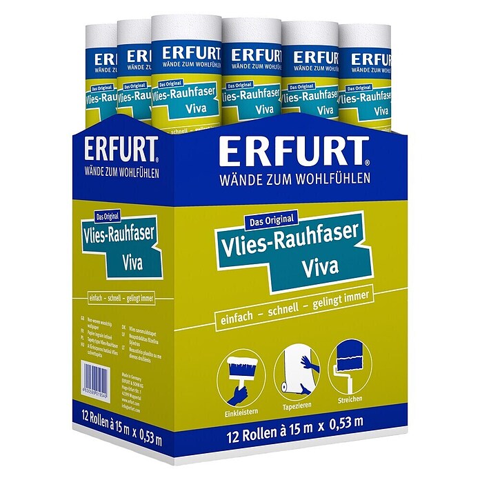 Erfurt Raufasertapete Viva (Korngröße: Sehr Fein, Weiß, 15 x 0,53 m, Vlies)