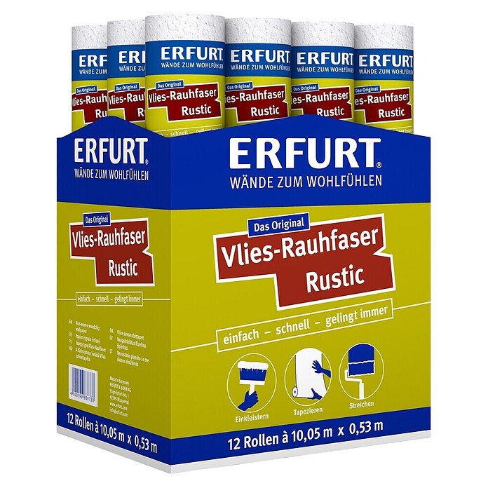 Erfurt Raufasertapete Rustic (Korngröße: Grob, Weiß, 10,05 x 0,53 m, Vlies)