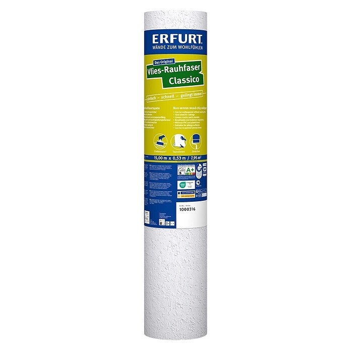 Erfurt Vliestapete Classico (Korngröße: Sehr grob, Weiß, 15 x 0,53 m)