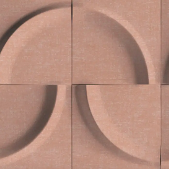 Marburg Shades Iconic Tapetenborte Grafik - Vlies, Braun - Terrakotta 3D-Wandfliesen mit wellenförmigem Kreisreliefmuster, für eine texturierte, dekorative Oberfläche.