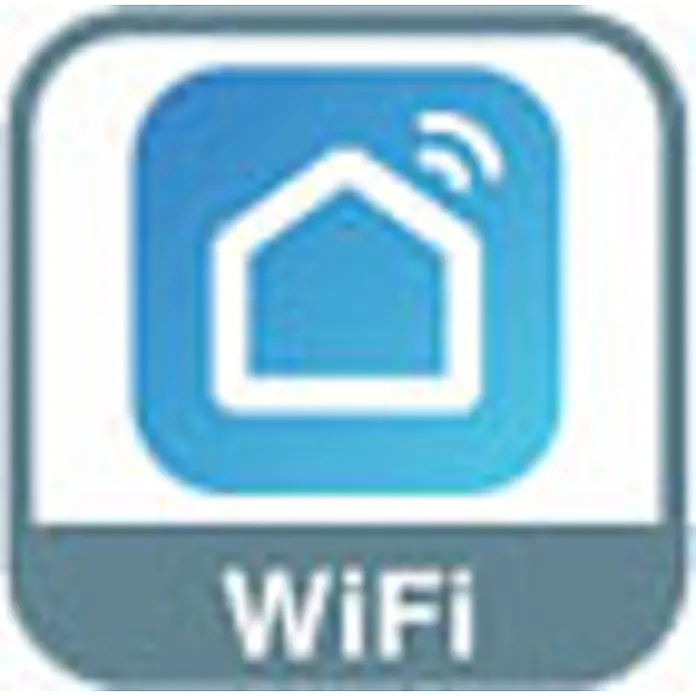 Vam Deckenventilator DC Deckenventilator 3 PLUS 3 Wi-Fi weiß 132 cm - weiß, 1.320 mm, 31 W - Blaues Symbol mit weißem Hausumriss und WiFi-Zeichen, darunter "WiFi" beschriftet.