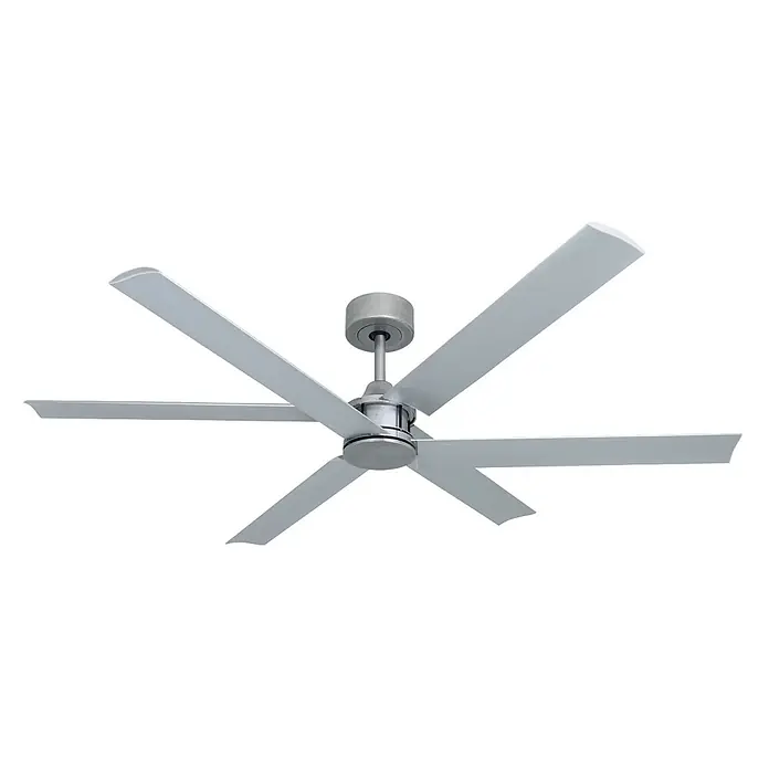 Vam Deckenventilator DC Deckenventilator 3 PLUS 3 silber 132 cm - silber, 1.320 mm, 31 W - Moderner silbergrauer Deckenventilator mit sechs hellgrauen Blättern.