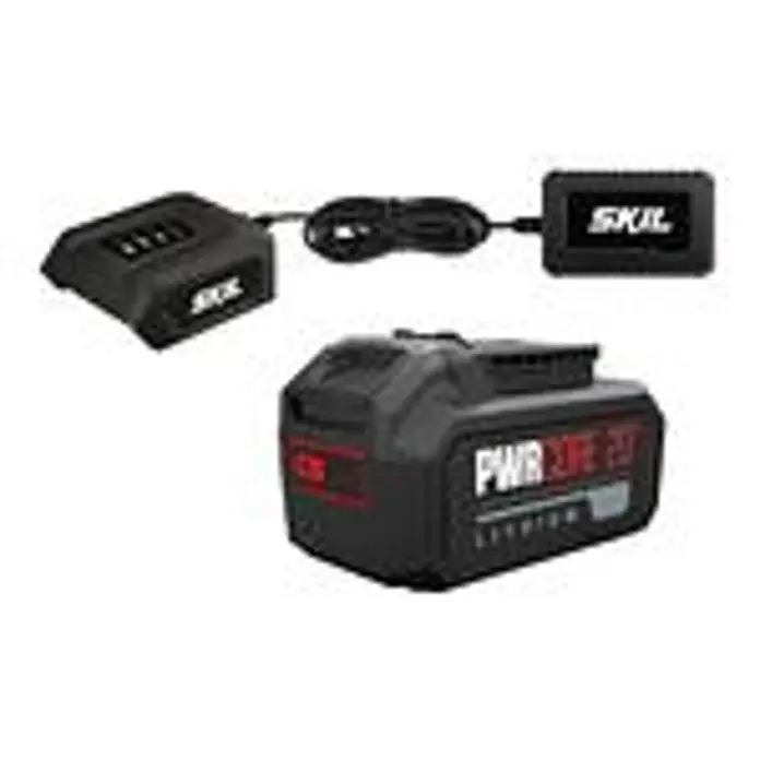 Skil „20V Max“-Lithium-Ionen-Akku mit 4,0 Ah & 1,0A Ladegerät – PWRCORE 20™ -  - Schwarzer und roter SKIL PWRCORE 20V Lithium-Akku mit schwarzem SKIL Ladegerät-Set.