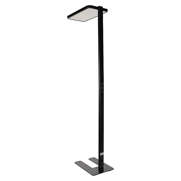 LUXULA LED Stehleuchte 100 W 4000 K neutralweiß schwarz dimmbar -  - Schlanke schwarze Stehleuchte mit rechteckigem LED-Kopf und U-förmigem Fuß im modernen Design.