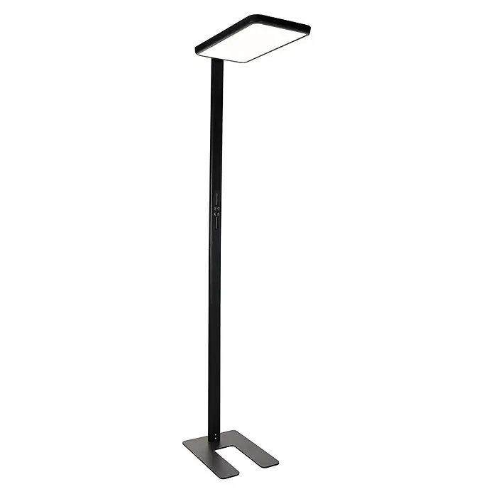 LUXULA LED Stehleuchte 100 W 4000 K neutralweiß schwarz dimmbar -  - Schwarze rechteckige LED-Stehleuchte mit schlankem Ständer und U-förmigem Fuß für moderne Beleuchtung.