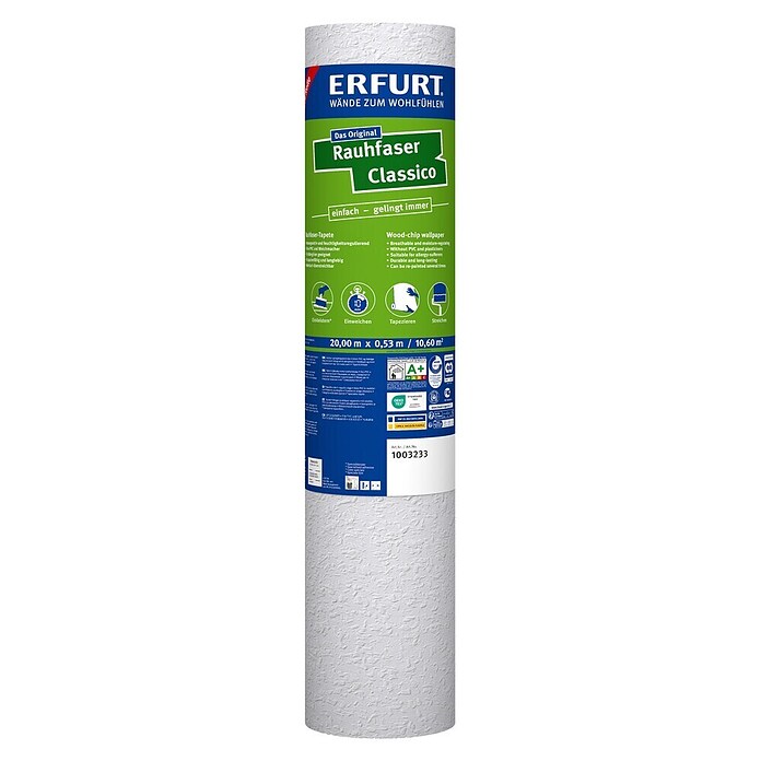 Erfurt Classico Raufasertapete (Korngröße: Mittel, 20 x 0,53 m, Weiß)