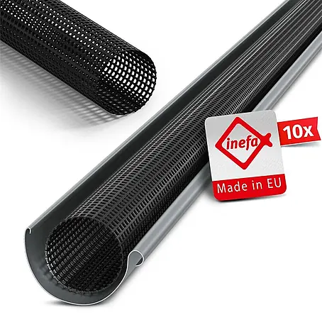 Inefa  Dachrinne 10x Laubschutzgitter 2m x 125-180mm PVC Laubschutz Schwarz