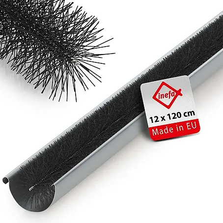 Inefa  Dachrinne 120cm Dachrinnenbürste, Laubschutz, Schwarz