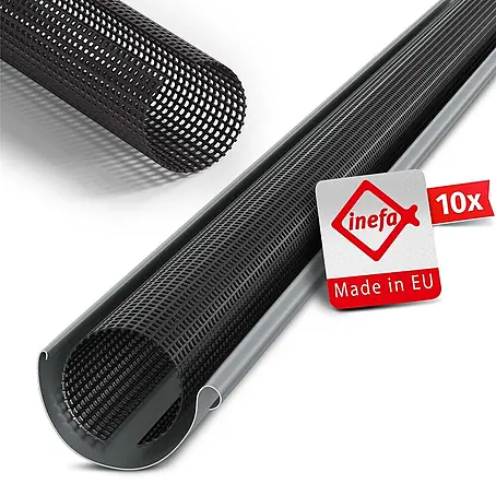 Inefa  Dachrinne 10x Laubschutzgitter 2m x 100-125mm PVC Laubschutz Schwarz