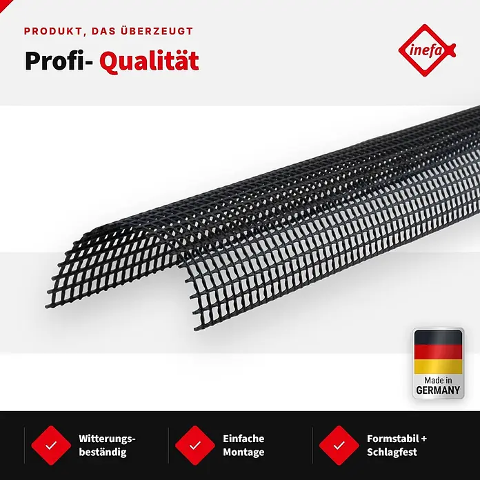 Inefa Dachrinne 2m Laubschutzgitter 68mm PVC Laubschutz Schwarz - Nennweite: 68 mm, Länge: 200 cm, Kunststoff, Schwarz