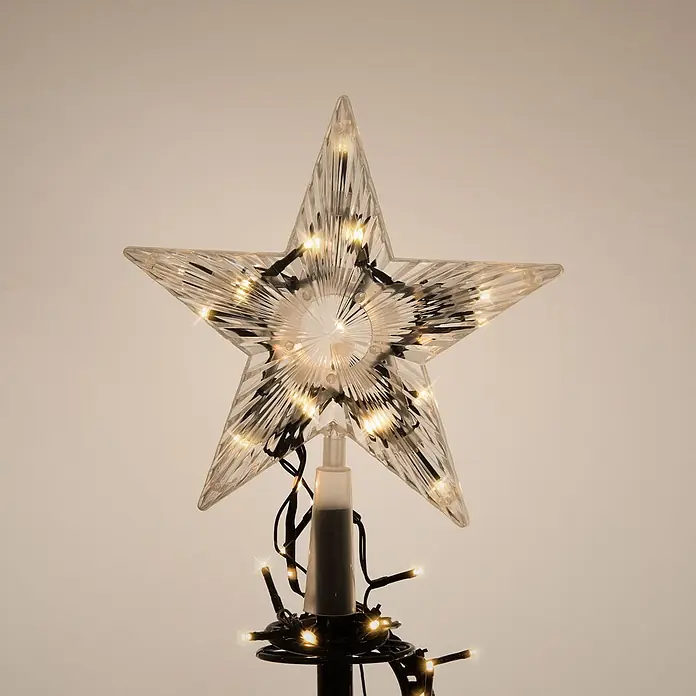 ECD Germany LED Weihnachtsbaum Außen 180 cm, Weihnachtsdeko mit Beleuchtung -  - Klarer sternförmiger Weihnachtsbaum-Spitze mit warmweißen LED-Lichtern zur Befestigung am Baum.