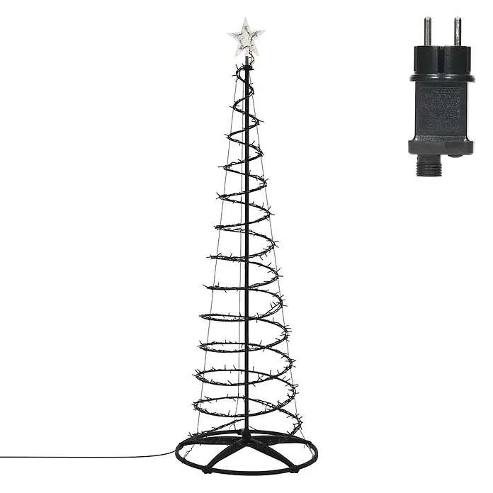 ECD Germany LED Weihnachtsbaum Außen 210 cm, Weihnachtsdeko mit Beleuchtung -  - Schwarzer spiralförmiger LED-Weihnachtsbaum mit Sternspitze und Netzteil.