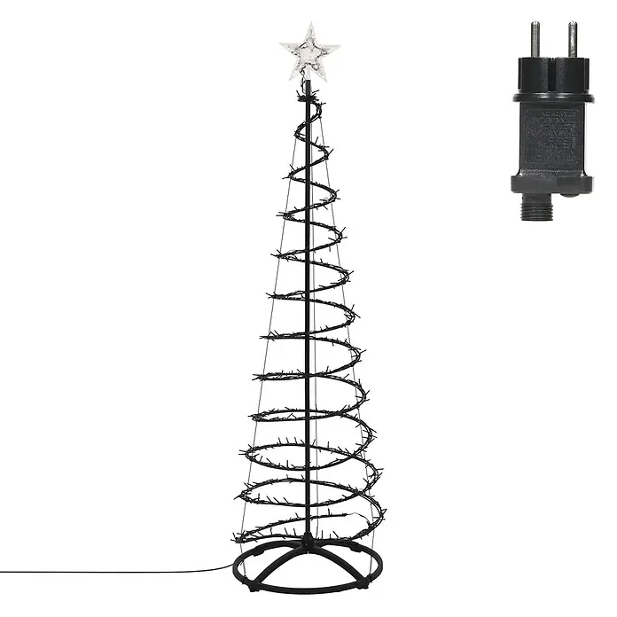 ECD Germany LED Weihnachtsbaum Außen 180 cm, Weihnachtsdeko mit Beleuchtung -  - Schwarzer Spiral-LED-Weihnachtsbaum mit Sternspitze und Netzstecker.