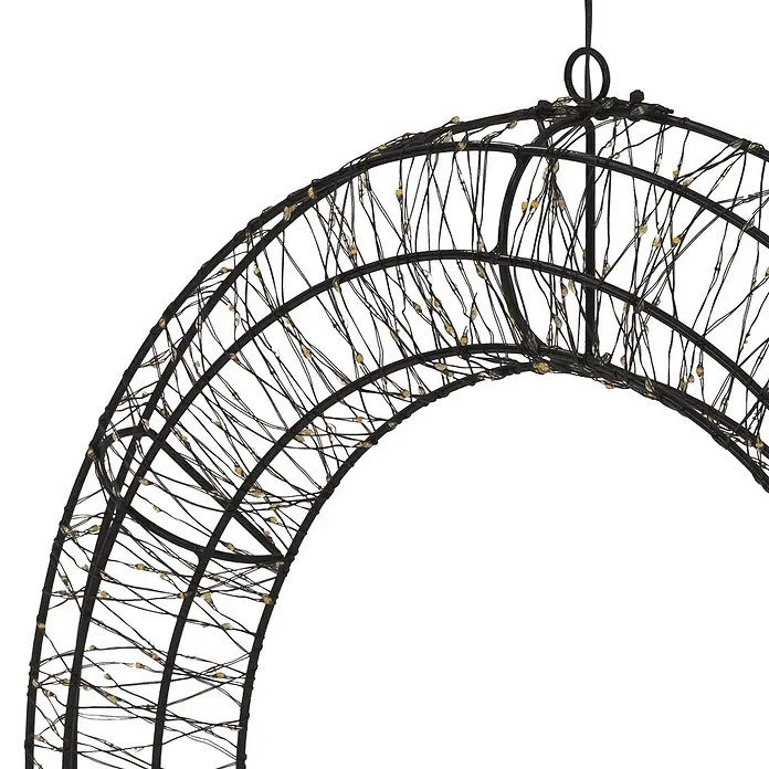 ECD Germany LED Weihnachtskranz Ø38 cm mit Lichterkette 480 LEDs -  - Schwarze Metallbogen-Dekoleuchte mit vielen kleinen gelben LED-Leuchten.