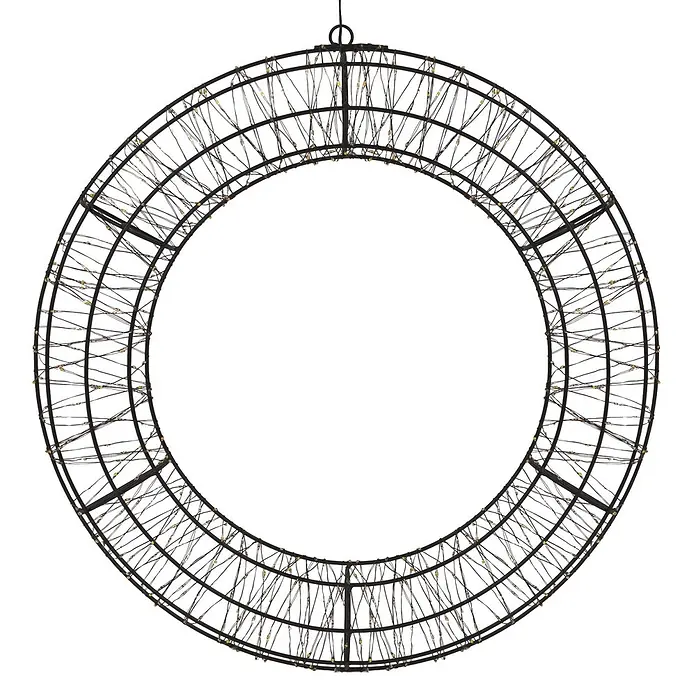 ECD Germany LED Weihnachtskranz Ø58 cm, Weihnachtsdeko mit Lichterkette -  - Großer schwarzer Metall-Dekorationsring mit warmweißen LED-Lichterketten.