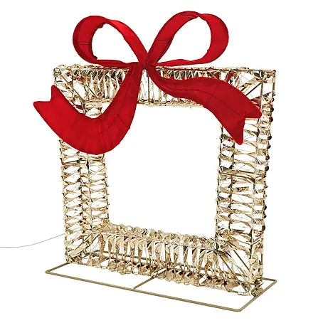 ECD Germany LED Geschenkbox Weihnachten mit Schleife, Weihnachtsdeko