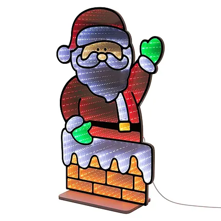 ECD Germany  LED-Weihnachtsdekofigur Weihnachtsmann 3D Spiegel Lichterkette mit Timer 38x60 cm