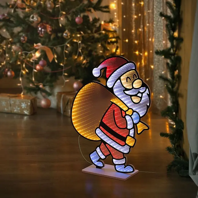 ECD Germany Weihnachtsdeko Weihnachtsmann 3D-Effekt LED Infinity Mirror online kaufen bei BAUHAUS